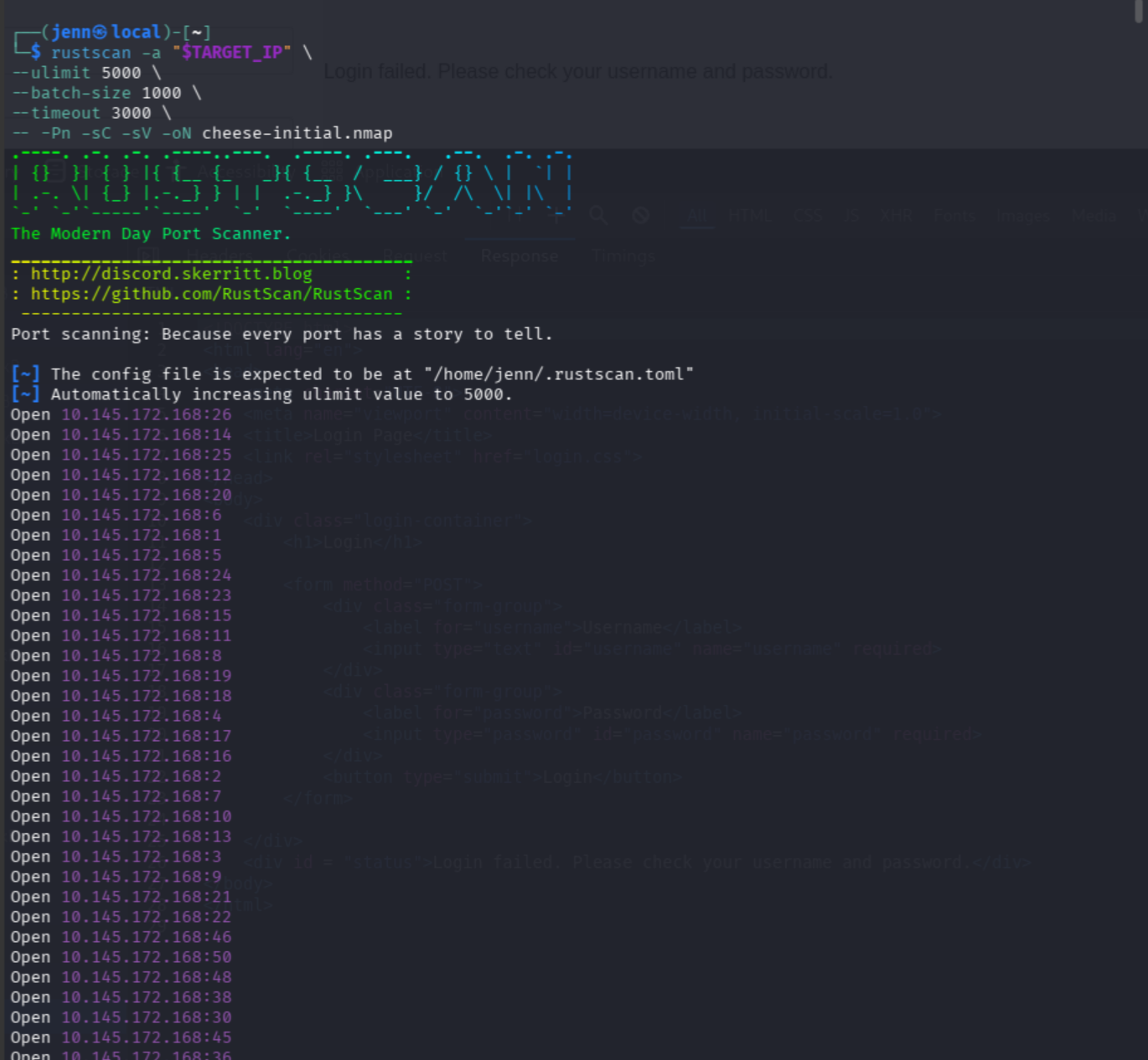 RustScan reporting an endless slew of open ports